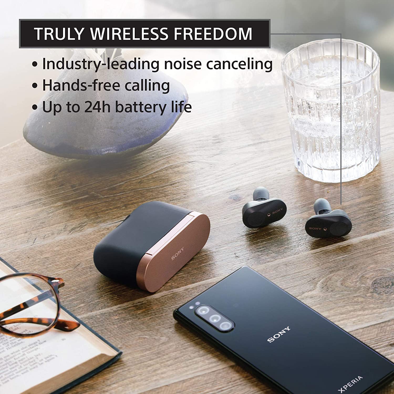  Sony WF-1000XM4 Truly Wireless Noise Cancelling Headphone -  Optimised for Alexa and Google Assistant - with Built-in mic for Calls -  Bluetooth Connection - Black/Copper : Electronics